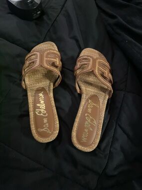 Sam Edelman Brown Woven Slide Mules